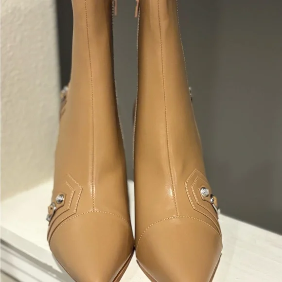 Coutgo Womens Sz 10 Khaki High Heel Ankle Boots Worn Two Times - Picture 6 of 10